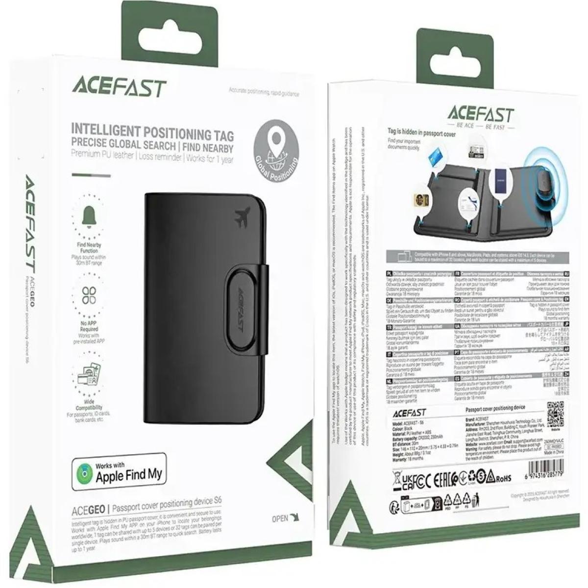 ACEFAST S6 Passport Cover Positioning Device Works with Apple Find My - Black ACEFAST S6 Passport Cover Positioning Device Works with Apple Find My - Black