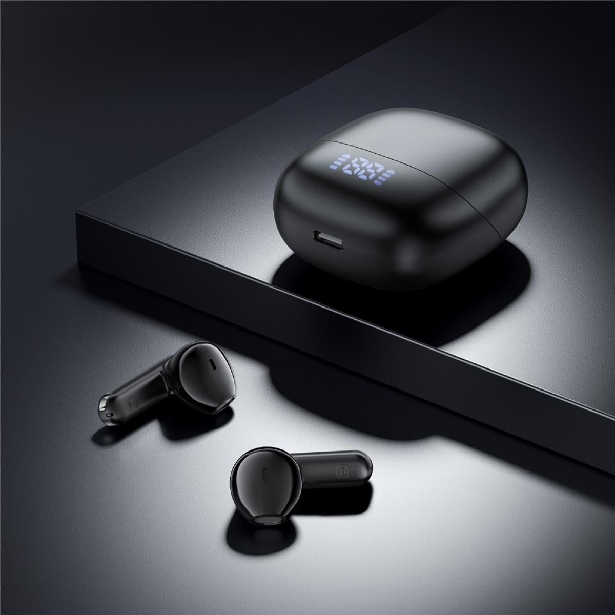 Acefast W2 Tws Bluetooth Compatible Earbuds Aive Noise Cancelling Earphones with Led Display Charging Case Black
