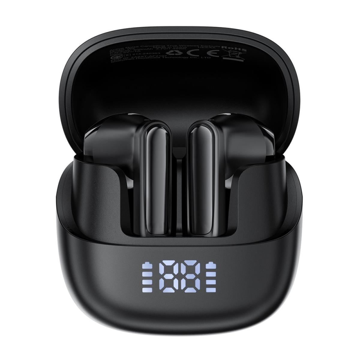 Acefast W2 Tws Bluetooth Compatible Earbuds Aive Noise Cancelling Earphones with Led Display Charging Case Black