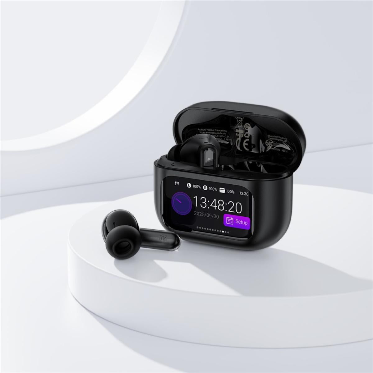 ACEFAST W6 TWS Earbuds ANC + ENC Noise Cancelling Earphones with Smart Screen Display - Black