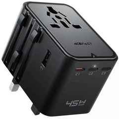Acefast Z8 Pd 45w Gan Charger – 3 Usb C + 2 Usb A Multifunional International Travel Adapter Black