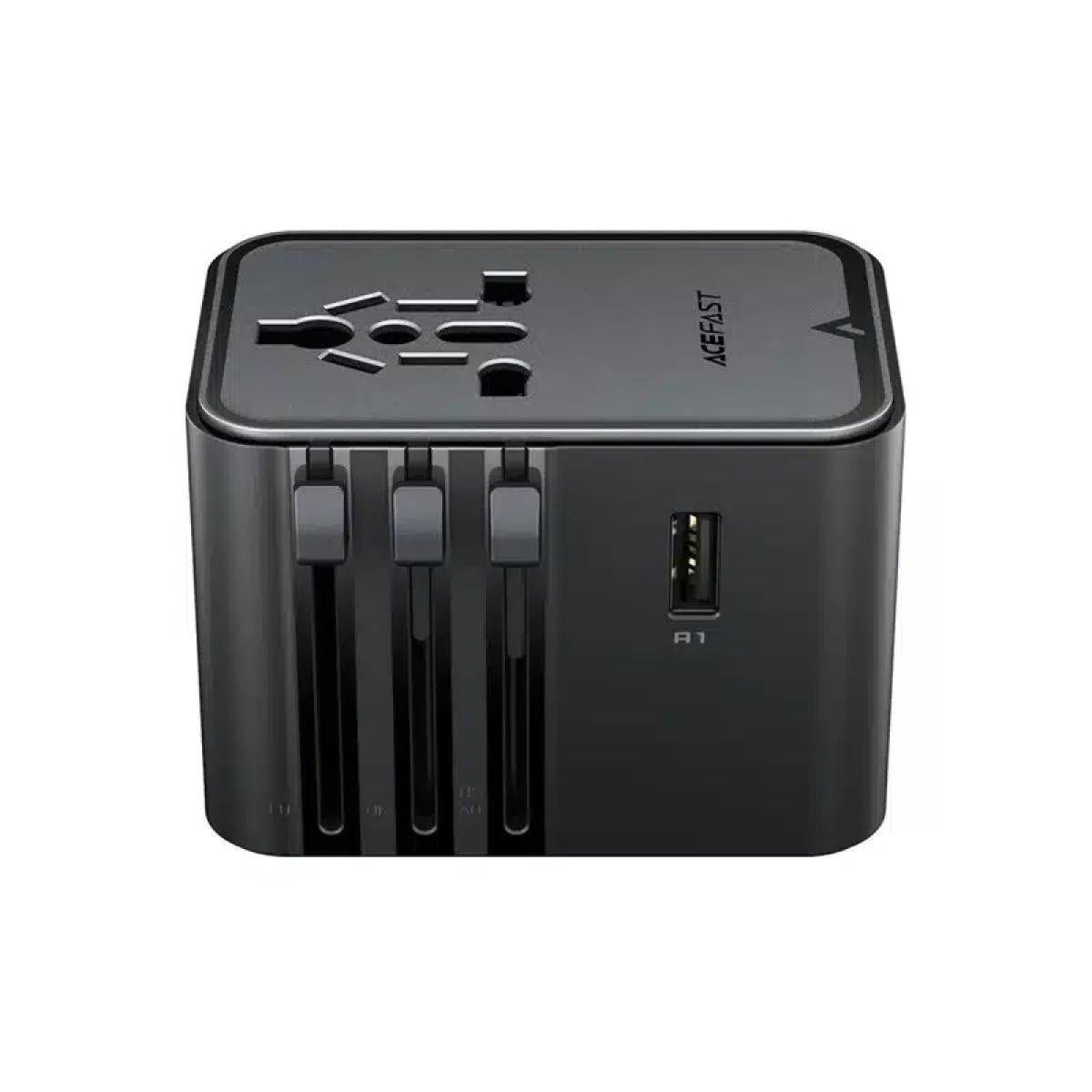 Acefast Z8 Pd 45w Gan Charger - 3 USB - C + 2 USB A Multifunional International Travel Adapter Black