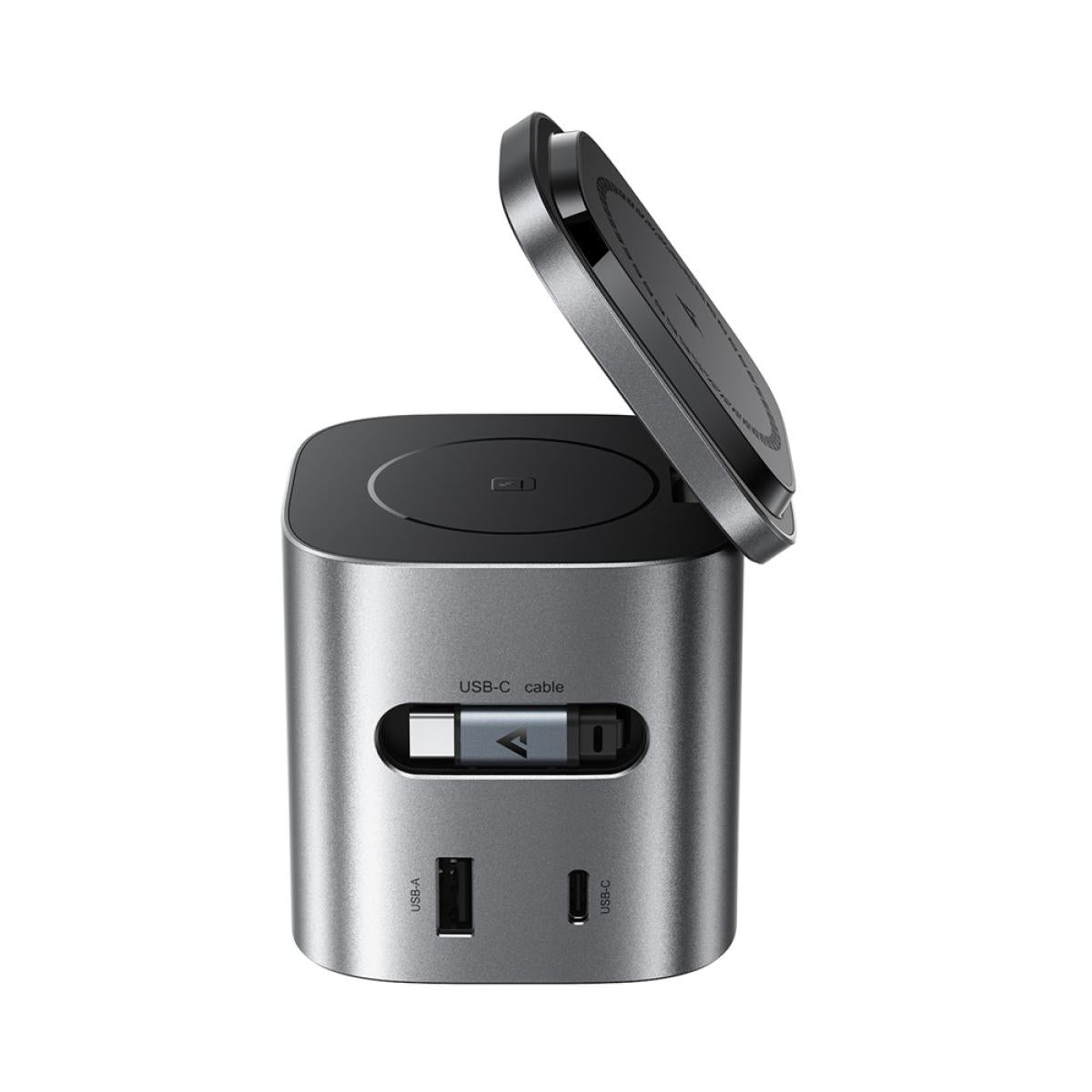 Acefast Z9 80w 6 In 1 Gan Desktop Charging Station Multi Funion Fast Charger Adapter Built In USB - C Cable, EU Plug