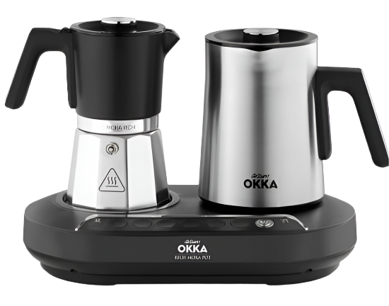 Arzum Coffee Maker Pot with Mixer, Moka Pot Hot & Cold milk, 1.8Lit, 3Cup, Black / Chromhe - OK0027
