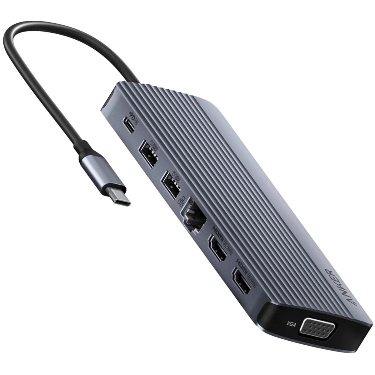 Anker 14-in-1 Laptop Docking Station 3 Monitors, Triple Display USB C Docking Station with Dual 4K HDMI, 1080p VGA, 80W PD, USB-A/C Data Ports for Dell XPS and More (Charger not Included)