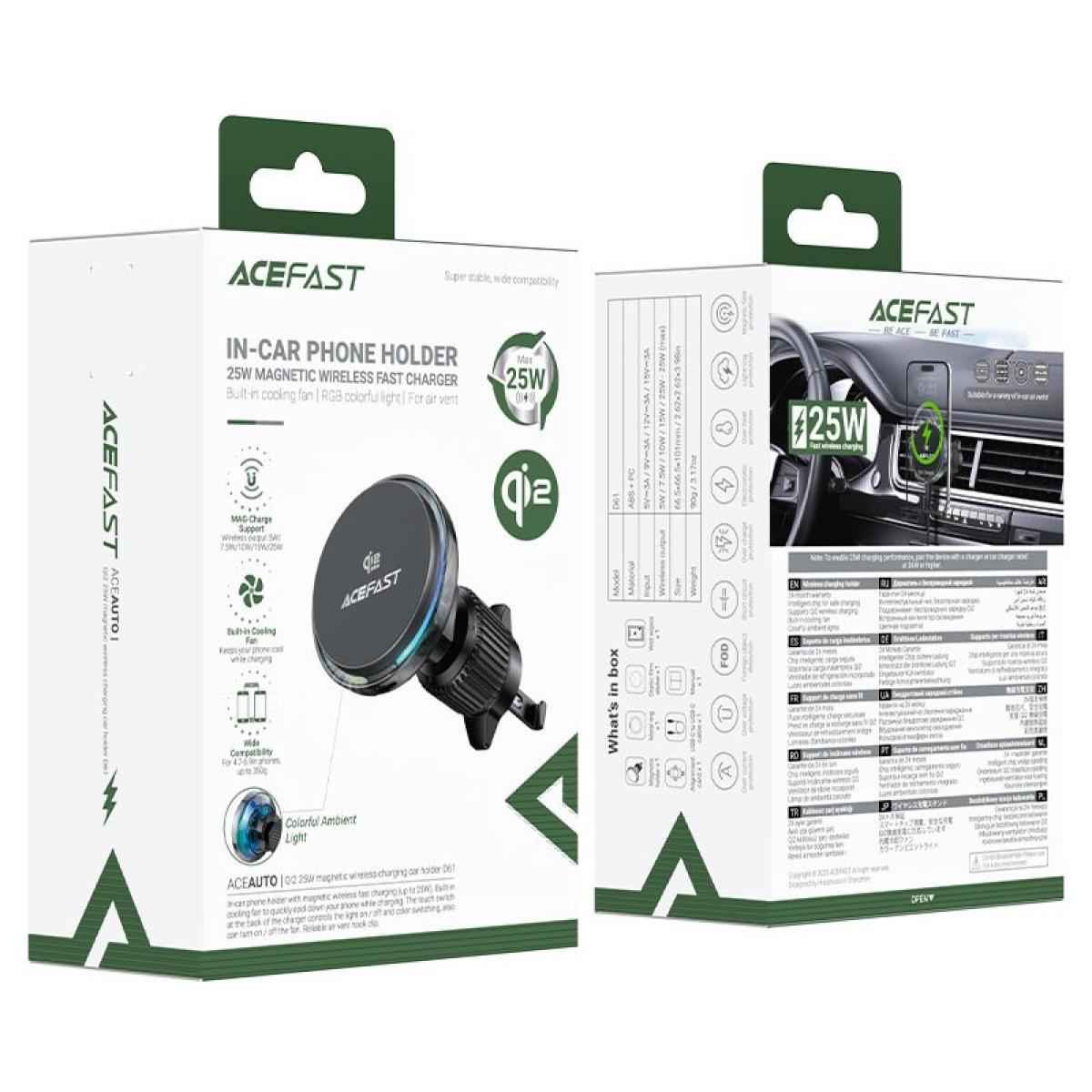 Acefast D61 Qi2 25w Magnetic Car Mount Fast Charging Wireless Charger Holder For Iphone 17 16 Pro Max Air Vent Clip For Samsung