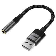Acefast J13 Audio Adapter - Usb Male To Jack 3.5mm Female, Plug & Play, High-Fidelity Sound, No Delay, 15cm - Black