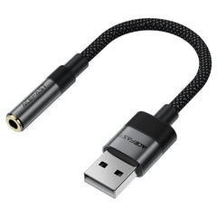 Acefast J13 Audio Adapter - Usb Male To Jack 3.5mm Female, Plug & Play, High-Fidelity Sound, No Delay, 15cm - Black