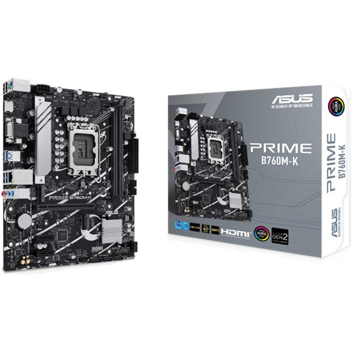 ASUS PRIME B760M-K, Intel 14th 13th 12th Series, LGA 1700/DDR5/PCIe 4.0/2xM.2 - mATX Gaming MotherBoard | PRIME B760M-K |
