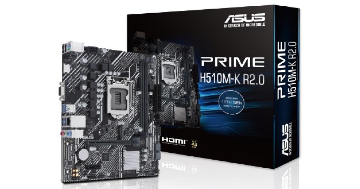ASUS PRIME H510M-K R2.0, Intel 10th 11th Series, LGA 1200/DDR4/PCIe 4.0/1xM.2 - mATX MotherBoard