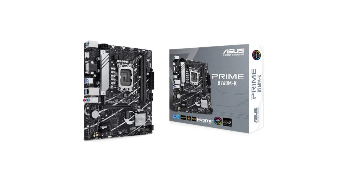 ASUS PRIME B760M-K mATX Gaming Motherboard – Intel 14th/13th/12th Gen, LGA 1700, DDR5, PCIe 4.0, Dual M.2