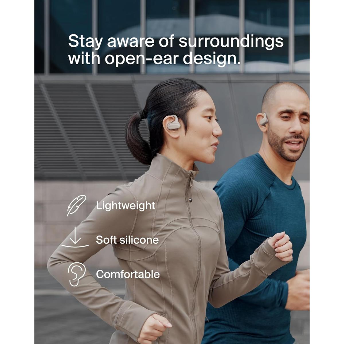 Belkin SoundForm ClearFit Open-Ear Wireless Earbuds, Lightweight Sport Earphones, Bluetooth Earbuds w/Long-Lasting Comfort, IPX5 Waterproof Earbuds for iPhone, Hiking, Biking, Running, & More - Sand Belkin SoundForm ClearFit Open-Ear Wireless Earbuds, Lightweight Sport Earphones, Bluetooth Earbuds w/Long-Lasting Comfort, IPX5 Waterproof Earbuds for iPhone, Hiking, Biking, Running, & More - Sand