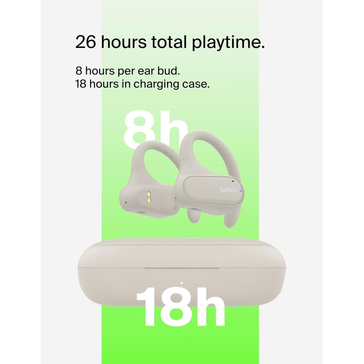 Belkin SoundForm ClearFit Open-Ear Wireless Earbuds, Lightweight Sport Earphones, Bluetooth Earbuds w/Long-Lasting Comfort, IPX5 Waterproof Earbuds for iPhone, Hiking, Biking, Running, & More - Sand Belkin SoundForm ClearFit Open-Ear Wireless Earbuds, Lightweight Sport Earphones, Bluetooth Earbuds w/Long-Lasting Comfort, IPX5 Waterproof Earbuds for iPhone, Hiking, Biking, Running, & More - Sand