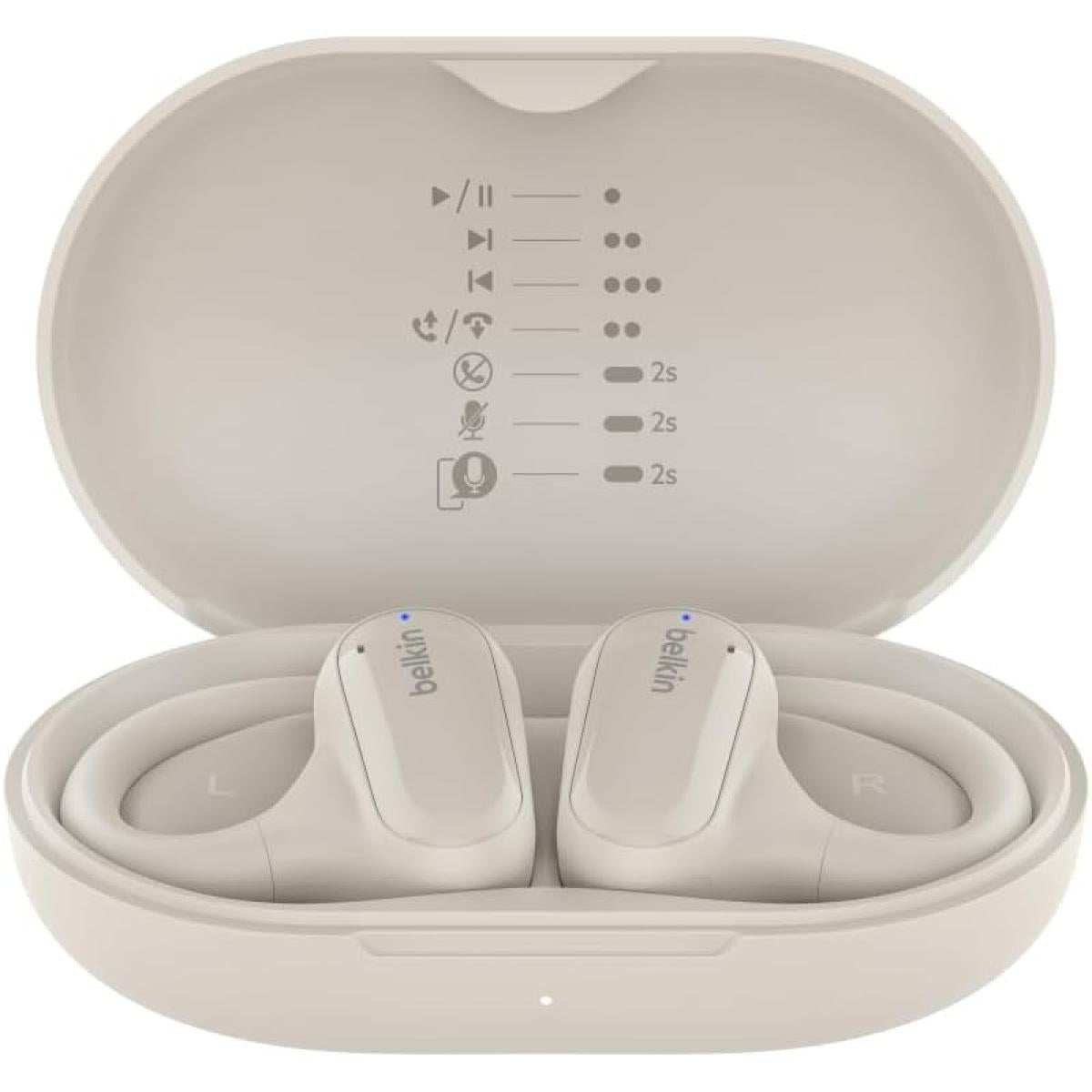 Belkin SoundForm ClearFit Open-Ear Wireless Earbuds, Lightweight Sport Earphones, Bluetooth Earbuds w/Long-Lasting Comfort, IPX5 Waterproof Earbuds for iPhone, Hiking, Biking, Running, & More - Sand Belkin SoundForm ClearFit Open-Ear Wireless Earbuds, Lightweight Sport Earphones, Bluetooth Earbuds w/Long-Lasting Comfort, IPX5 Waterproof Earbuds for iPhone, Hiking, Biking, Running, & More - Sand