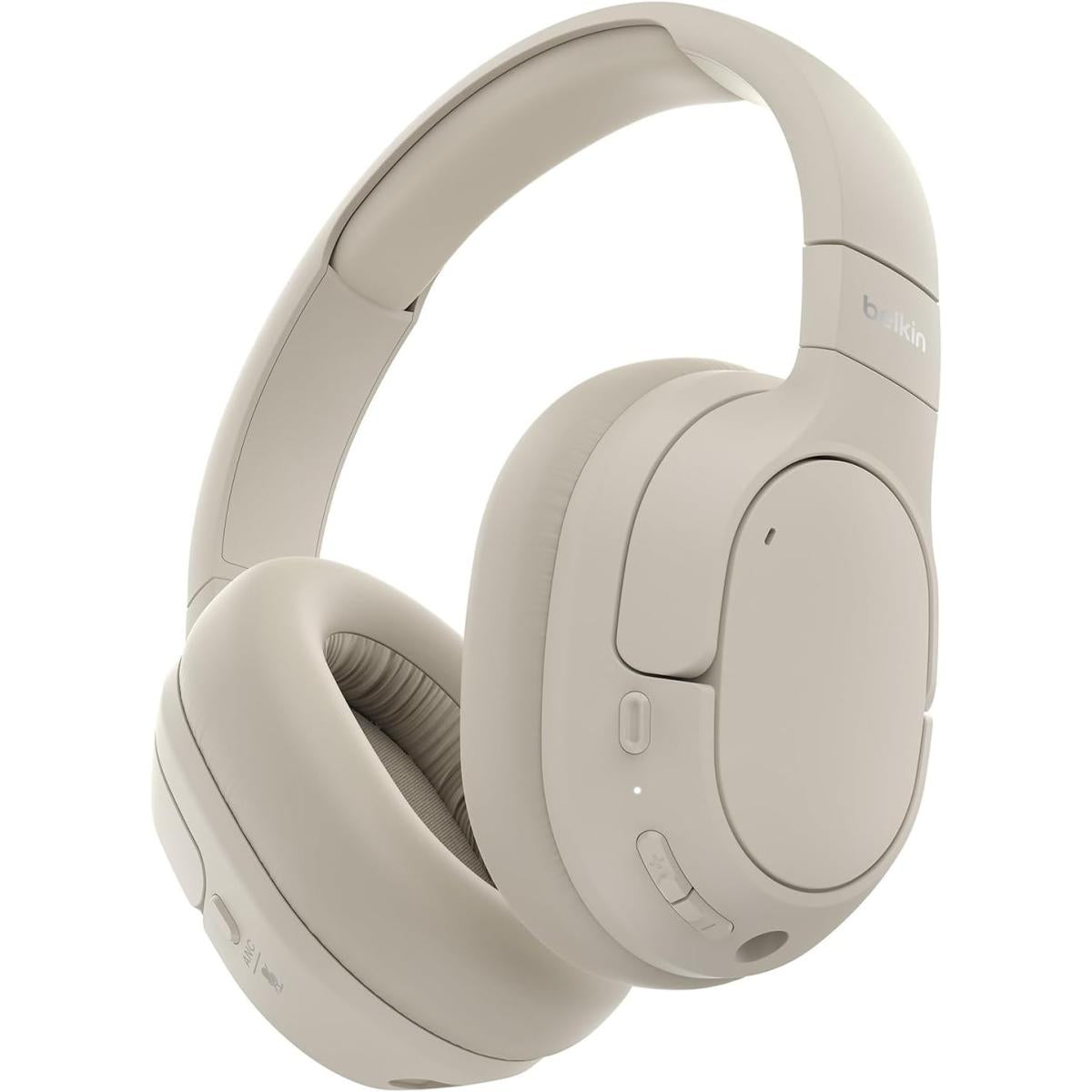 Belkin Soundform Isolate Aive Noise Cancelling Wireless Headphones, Over Ear Headphones With Mic, Bluetooth Headphones With 60h Playtime, Deep Bass, Cloudcushion Ear Cups For Travel, Home, Office White