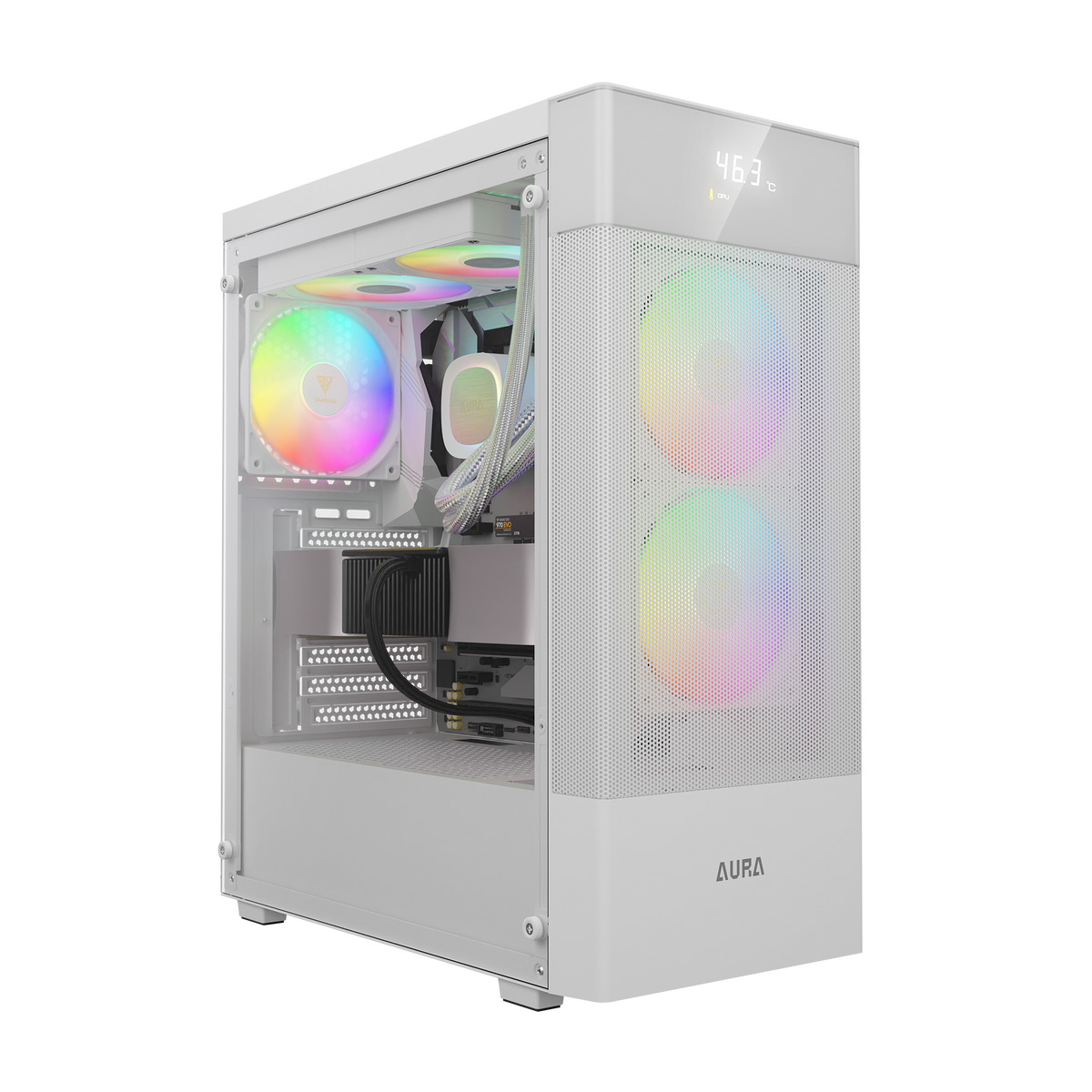 GAMDIAS AURA GC5 ELITE ARGB Mid Tower Gaming Case - White