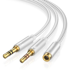 UGREEN 3.5mm Female to 2 Male Cable Aluminum Case - White