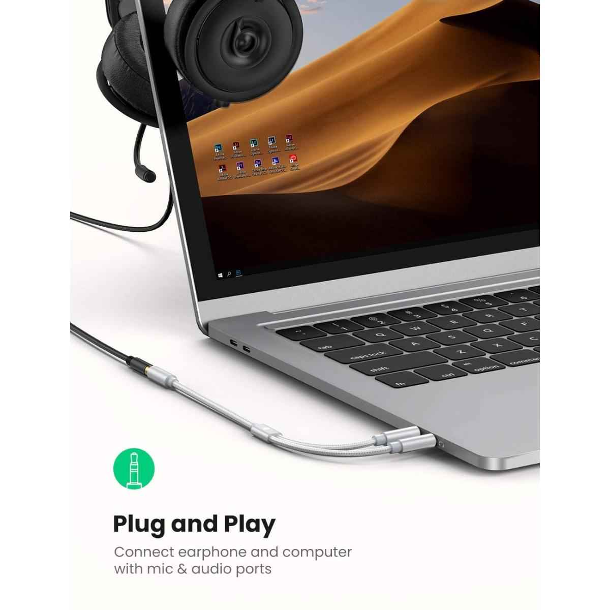 UGREEN AV140 3.5mm Headphone Audio Splitter Cable-Black