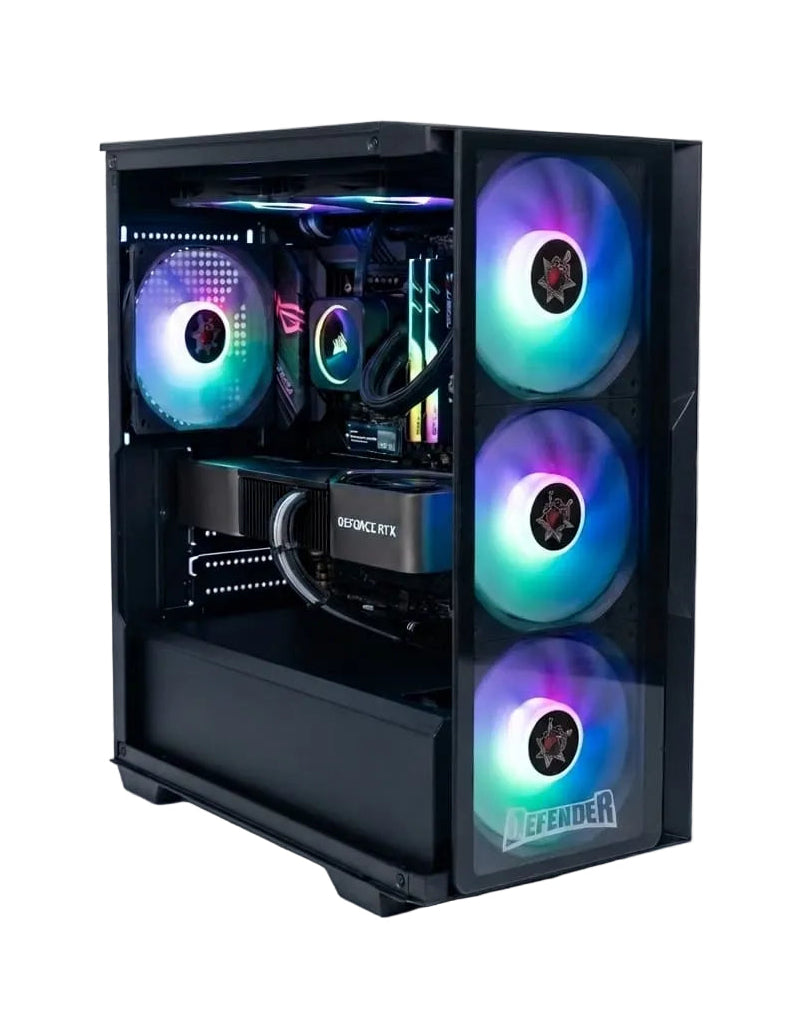 Defender M-ATX Gaming Case – 4 RGB Fans, Black