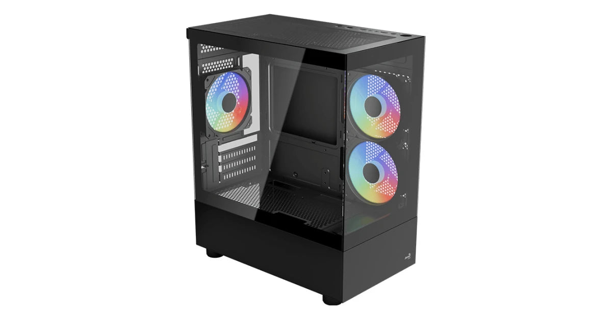 AeroCool Viewport-Mini ARGB – Stylish mATX Mini Tower Gaming Case with Panoramic Glass & 3x 120mm ARGB Fans