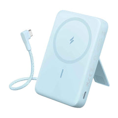 Anker Zolo Magnetic Power Bank, 10,000mah Wireless Portable Charger With 30w Max Fast Charging, Battery Pack With Built In Usb C Cable And Adjustable Stand, For Iphone 16/15 Series, Airpods Blue