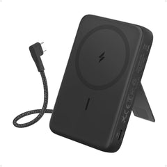 Anker Zolo Magnetic Power Bank, 10,000mah Wireless Portable Charger With 30w Max Fast Charging, Battery Pack With Built In Usb C Cable And Adjustable Stand, For Iphone 16/15 Series, Airpods Black - CompuMe
