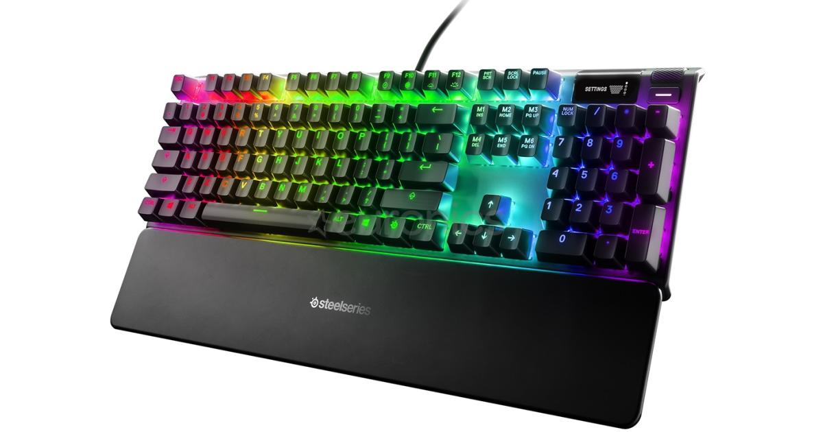 SteelSeries Apex 5 Wired RGB Hybrid Mechanical Gaming Keyboard w/ OLED Smart Display, Tactile Click Of A Blue Switch With Membrane Smoothness