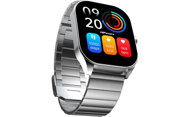 Hifuture Apex Smart Watch, Stainless Steel, Wireless Calling, 2.04 Inch Amoled Display, IP68 Water Resistant, 7 Days Battery Life Silver
