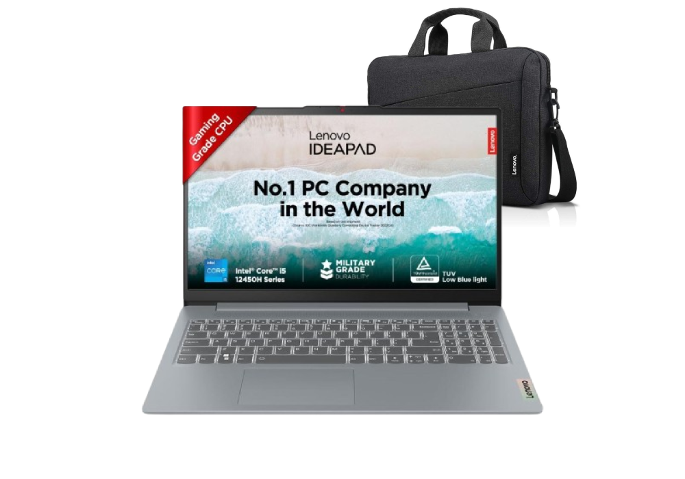 Laptop Lenovo IdeaPad Slim 3 12th Gen Intel Core i5-12450H, 8GB DDR5 512GB SSD 15.6" (39.6cm) FHD 300 Nits Thin & Light Laptop with Lenovo Toploader