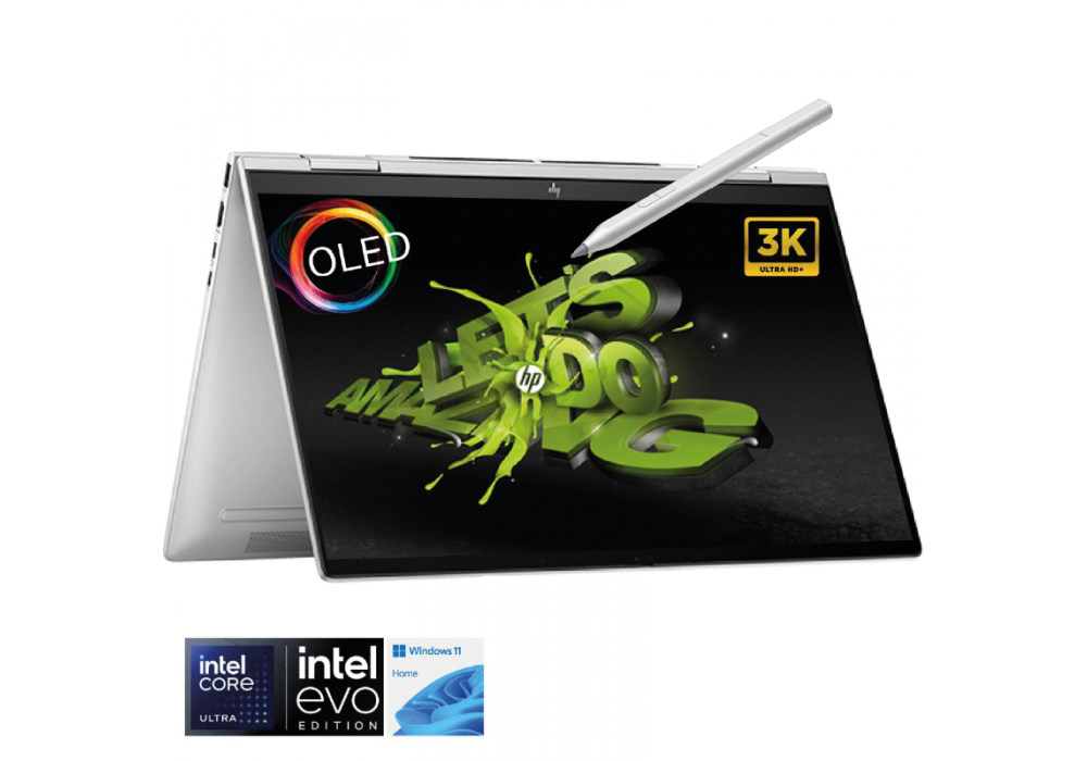 HP Envy x360 2-in-1 Laptop 14-fc0043ne Intel® Core™ Ultra 7 155U Intel® Evo™ 14" Touch-Screen, 3K OLED 120 Hz Windows 11 Home with Tilt Natural Silver Pen - Meteor silver