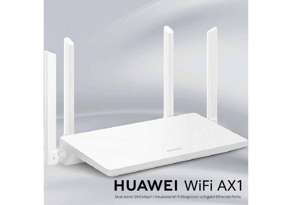 Huawei WiFi AX1 AC1200 Dual-Band Wireless Router, 2.4 GHz 300 Mbps + 5 GHz 867 Mbps, Up to 1200Mbps Speed, 4 Gigabit Ethernet Ports with Auto-Adaptation, High-Gain Antennas, Parental Controls