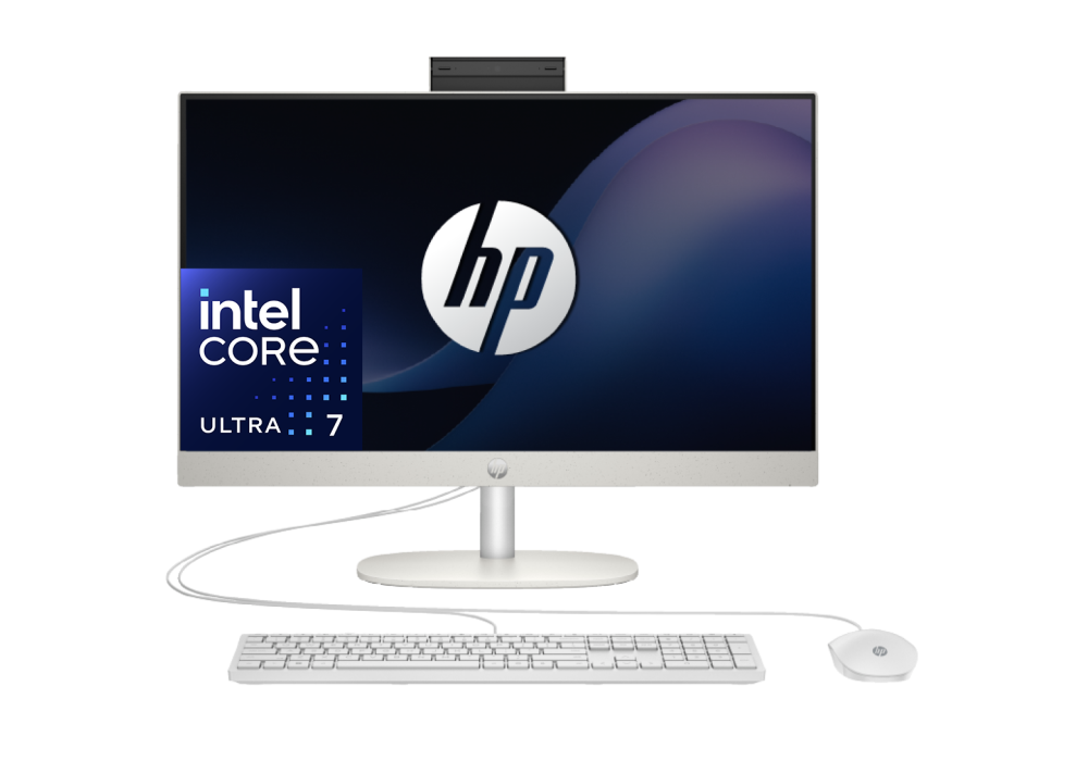 HP All-in-One AIO 24-cr1032ne PC, Intel Core Ultra 7 155U Up to 4.8 GHz, 8GB DDR5, 512GB SSD, 23.8" FHD IPS Non-Touch Display, Shell White