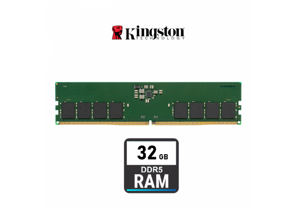 Kingston Ram 32GB DDR5 5600MT/s Non-ECC Unbuffered DIMM CL46 2Rx8 1.1V