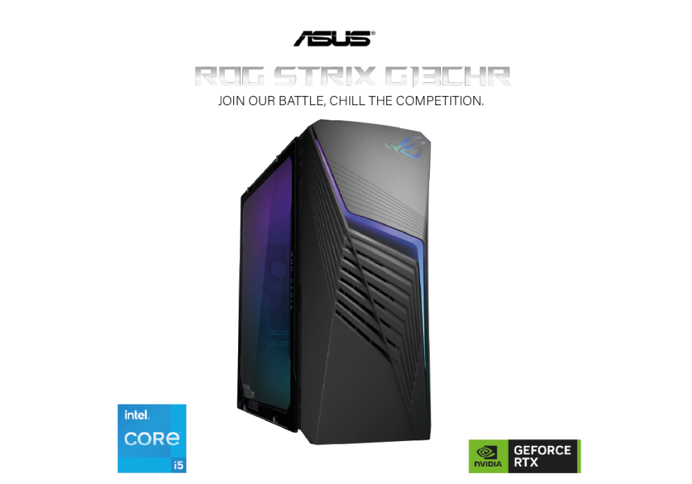 Desktop Gaming ASUS ROG G13CHR | Intel® Core™ i5-14400F Processor Air Cooler, NVIDIA® GeForce® RTX5060 8GB GDDR7 (Customized), 16GB DDR5 WIFI & Bluetooth Integrated - 2 Years Warranty