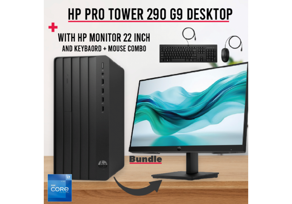 PC HP Pro Tower 290 G9 Desktop Intel® Core™ i7-13700, 8 GB DDR4-3200 MHz, 512 GB SSD (Wireless- Bluetooth Integrated) | 13th Generation