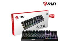 MSI Vigor GK30 RGB Gaming Keyboard, 6-Zone RGB Lighting, Water Repellent & Splash-Proof, Mechanical-Like Plunger Switches, Black