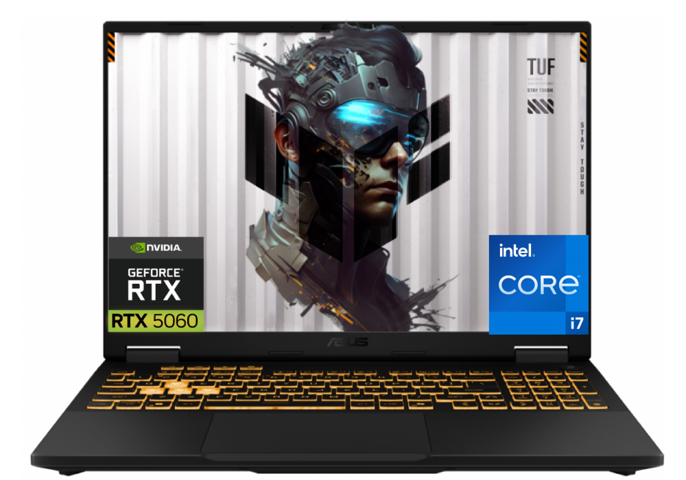 ASUS TUF Gaming F16 Gaming Laptop, Intel Core i7‑14650HX, NVIDIA GeForce RTX 5060 8GB GDDR7, 16GB DDR5, 1TB PCIe 4.0 SSD, 16" FHD+ 165Hz, Wi‑Fi 6E, Thunderbolt 4, 90Wh Battery - Jaeger Gray