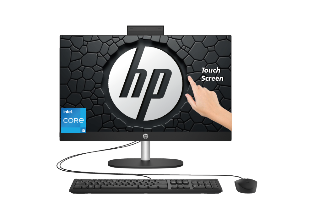HP All-in-One AIO 27-cr0015ne PC Intel® Core™ i5-1335U up to 4.6 GHz 8 GB DDR4 27" FHD Touchscreen IPS Display - Jet black