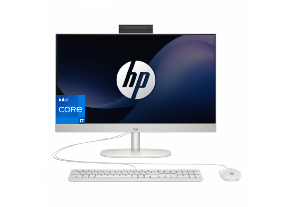 HP AIO All-in-One 24-cr0040ne PC (2023) 13Gen Intel® Core™ i7-1355U 10-Cores 8GB RAM DDR4 (Upgradable), 512 GB SSD 24" IPS FHD Display - White