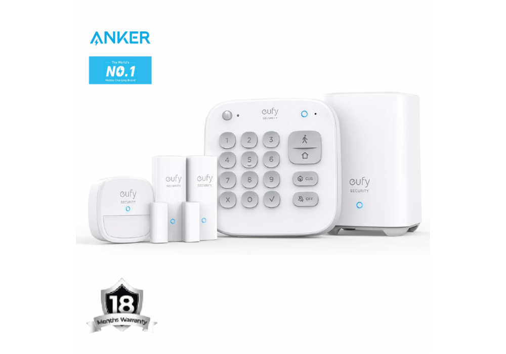 eufy Security 5-Piece Home Alarm Kit, Home Security System, Keypad, Motion Sensor, 2 Entry Sensors, Home Alarm System, Control from The App, Links with eufyCam, Optional 24/7 Protection - 18 Month Warranty