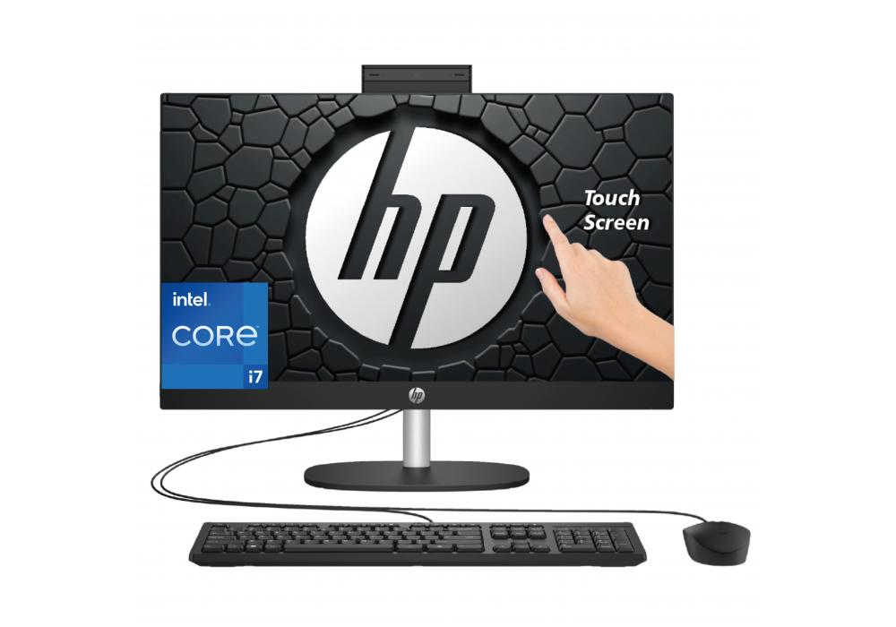 HP All-in-One AIO 27-cr0011ne PC Intel® Core™ i7-1355U Up to 5.0 GHz 8 GB DDR4 27" FHD Touchscreen IPS Display - Jet black