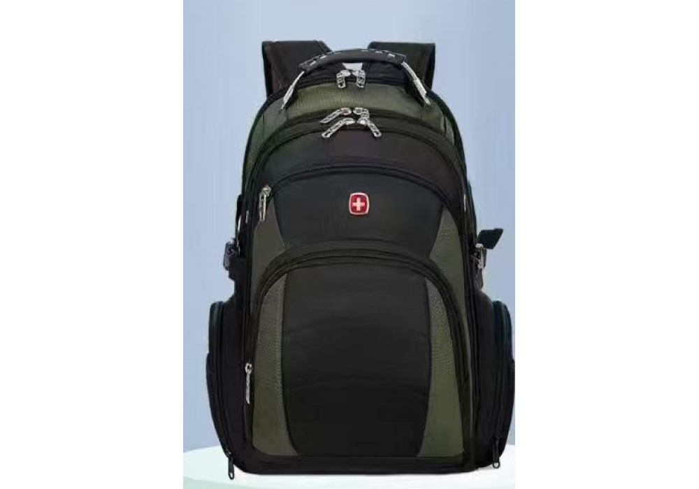 Backpack Large Capacity Expandable Backpack Multifunction USB Charging Business Bag For Laptop Up to 17.6" - Black & Green