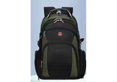 Backpack Large Capacity Expandable Backpack Multifunction USB Charging Business Bag For Laptop Up to 17.6" - Black & Green
