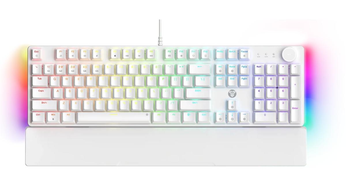 Fantech MK894 Maxpower II Mechanical Gaming Keyboard White, Lemon Zest, (Tactile Clicky Keys).