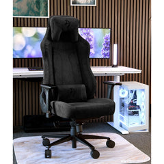 Arozzi Vernazza Soft Fabric Gaming Chair Multi-Dimensional Armrests Rocking & Lock-Tilt Function Adjustable Height & Backrest 3D Armrests - Pure Black