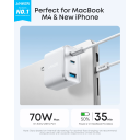 Anker Nano Charger – 70W GaN Dual‑Chip, 3 Ports (2× USB‑C, 1× USB‑A), TÜV Certified, ActiveShield 4.0 Cooling, Compact Travel‑Friendly Design - 18 Months Warranty