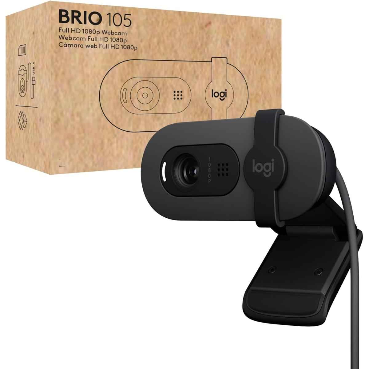 Logitech Brio 105 Full Hd 1080p Business Webcam With Auto Light Balance, Usb A, Privacy Shutter, Easy Set Up, Compatible With Windows, Macos, Chromeos