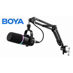 BOYA CastMic S60B USB-C/XLR RGB Dynamic Microphone with Boom Arm – Black