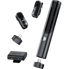 BOYA Magic-02 (USB-C/Lightning/3.5mm) Wireless Lavalier Microphone, 30Hrs Battery,328FT LOS Range,Safety Track&Limiter,4-in1 Mini Lapel Wireless Mic for Android iPhone Camera Laptop PC, Ai Noise Reduction for TikTok YouTube