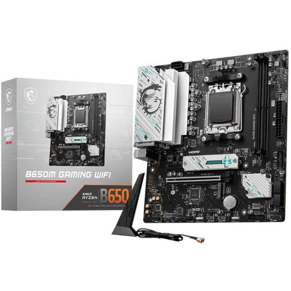 Msi B650m Gaming Wifi 6e Matx Supports Amd Ryzen 9000/8000 / 7000 Series Processors, Am5 Ddr5 Memory Boost 7800+ Mhz/oc, Pcie 4.0 X16, M.2 Gen4
